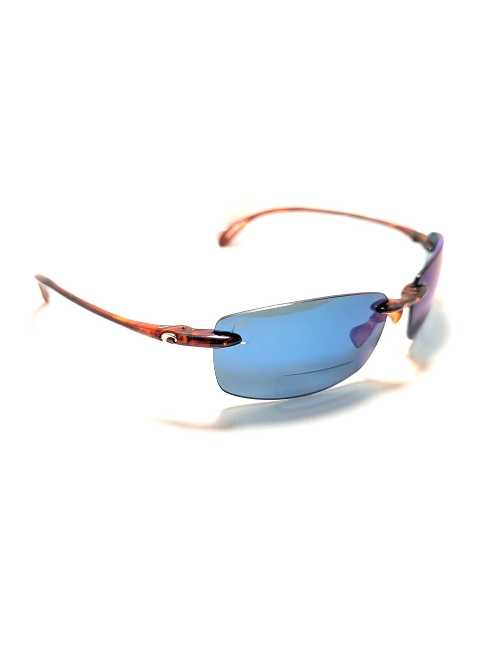 Costa del Mar +2.00 Ballas BA10 Blue Brown Tortoise Rimless Wrap Men Sunglasses